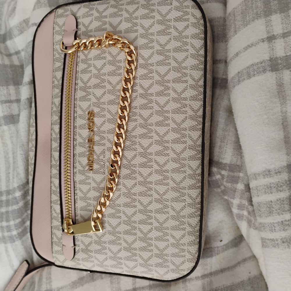 Michael Kors Beige and Pink Crossbody Bag